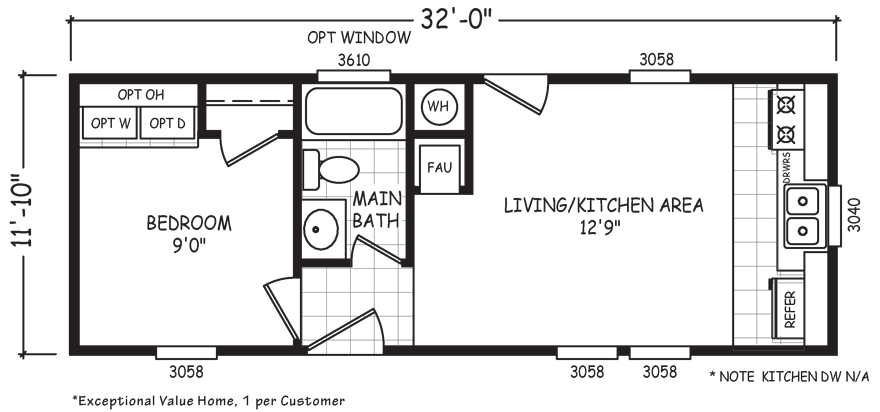 Bellview 12 X 32 379 Sqft Home Mobile Homes On Main